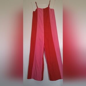 Entro Red and Pink Striped Wide Leg Pants